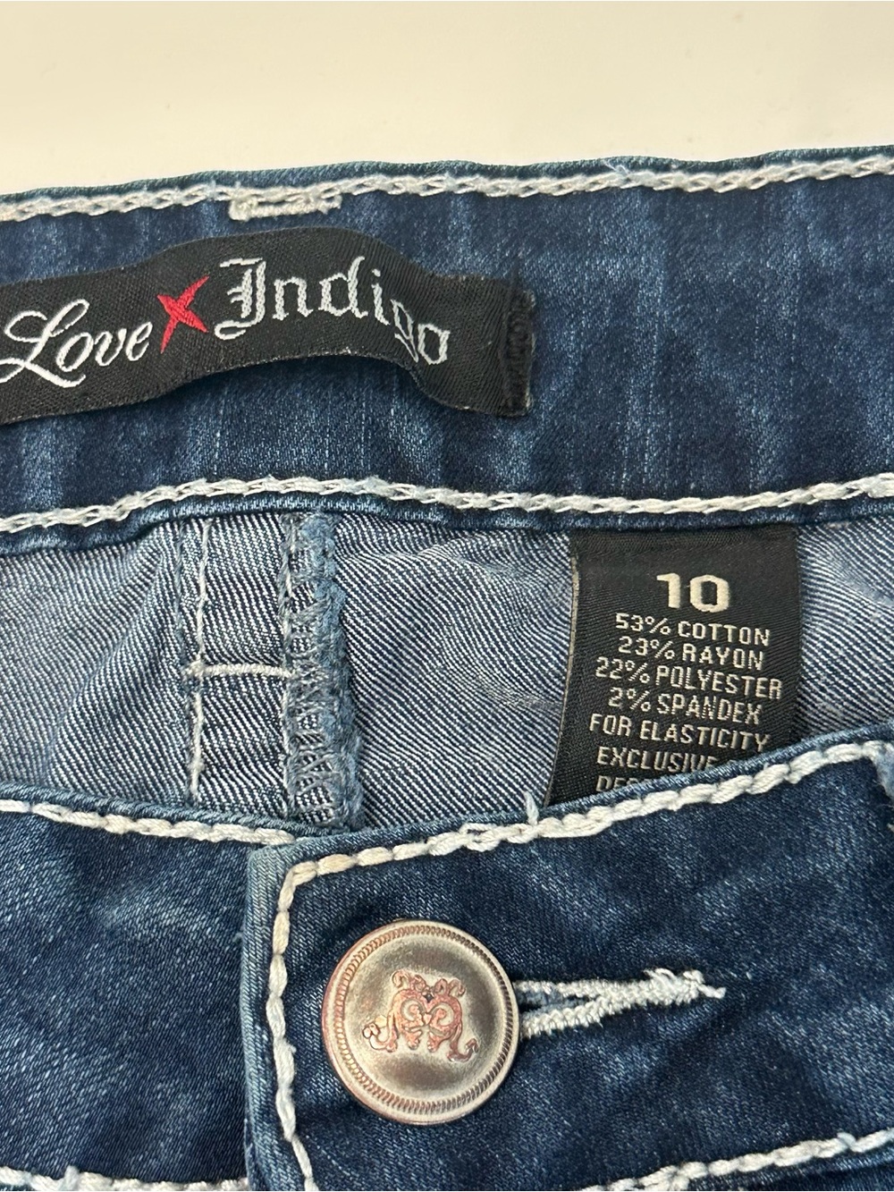 Women’s Dark Blue Embellished Pocket Jeans x3 size 10 1 pair capri, boot cut - Picture 9 of 16